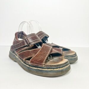 VTG Y2K Dr. Martens Chunky Fisherman Sandals Brown Leather Size 10 MadeinEngland